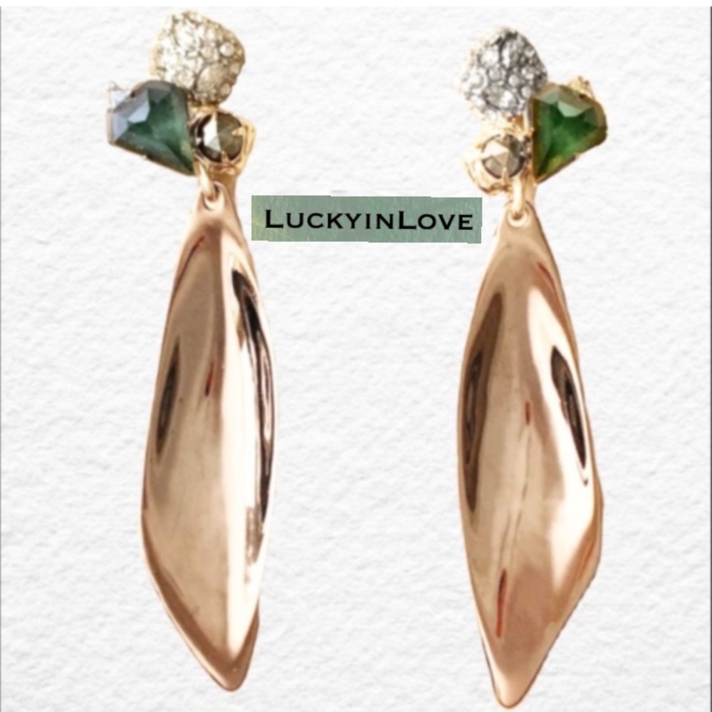 ALEXIS BITTAR • Gemstone Cluster Pavé Crystal  Leaf Drop Rocky Earrings